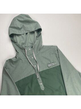 Columbia PFG 1/4 Snap Hooded WIndbreaker Women’s XS Green Blue Long Sleeve Vent